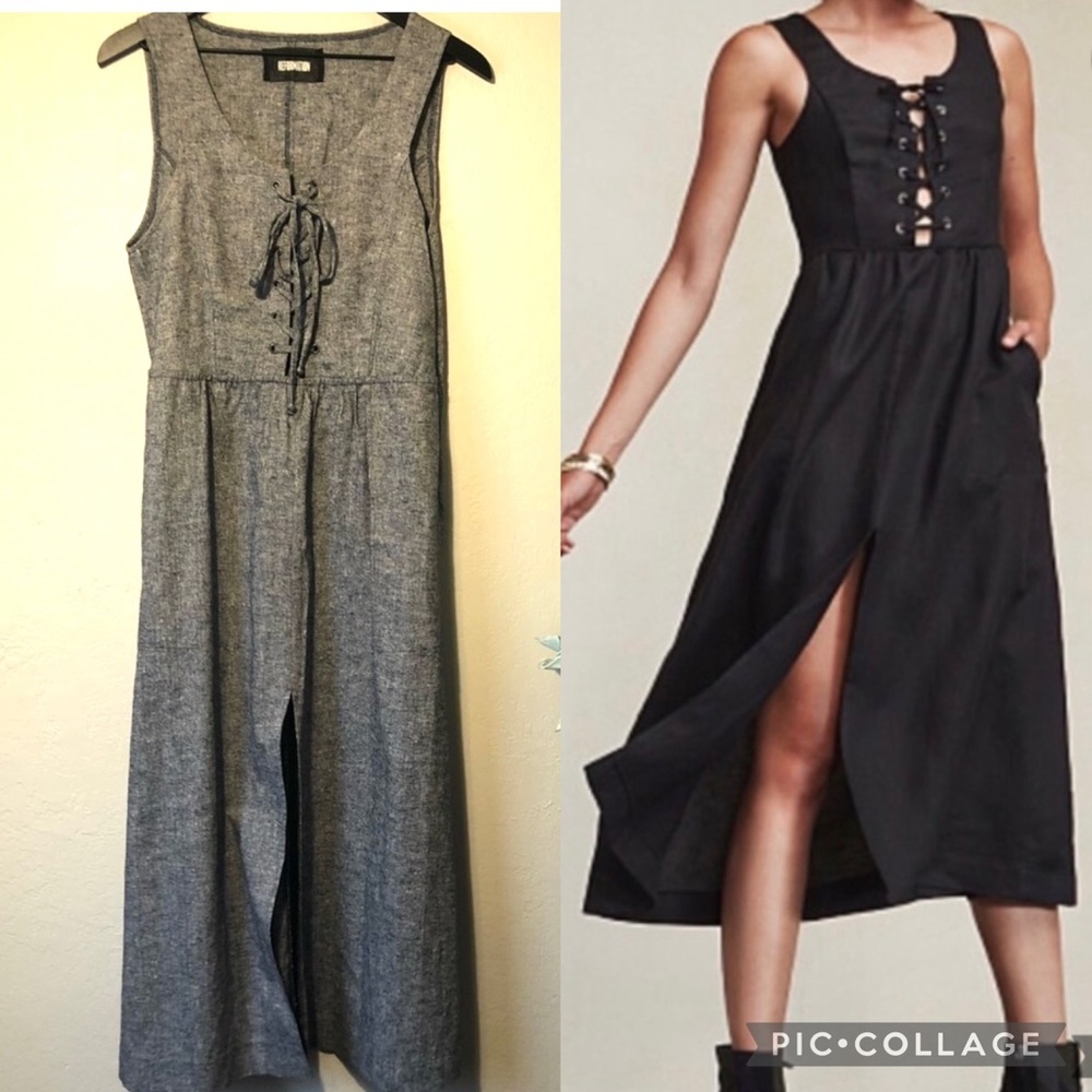 Reformation Gray and Black Midi Dresses